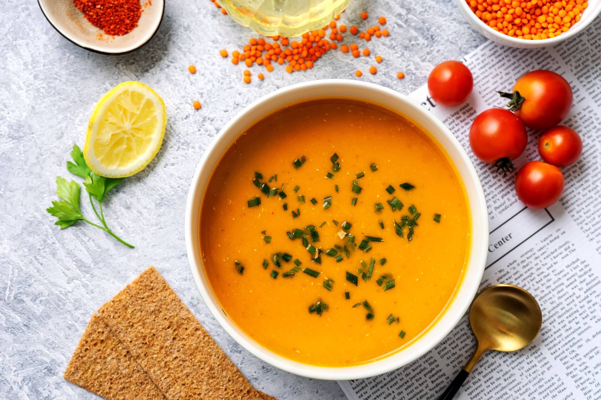 Dieta na stres - przepis na zupę pomidorową z soczewicą.