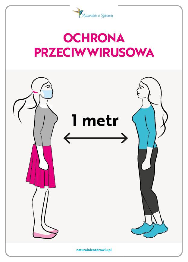 Koronawirus - zachowaj odległość 1 metra od drugiej osoby.