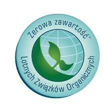 Zerowa zawartość Lotnych Związków Organicznych - logo na farbach